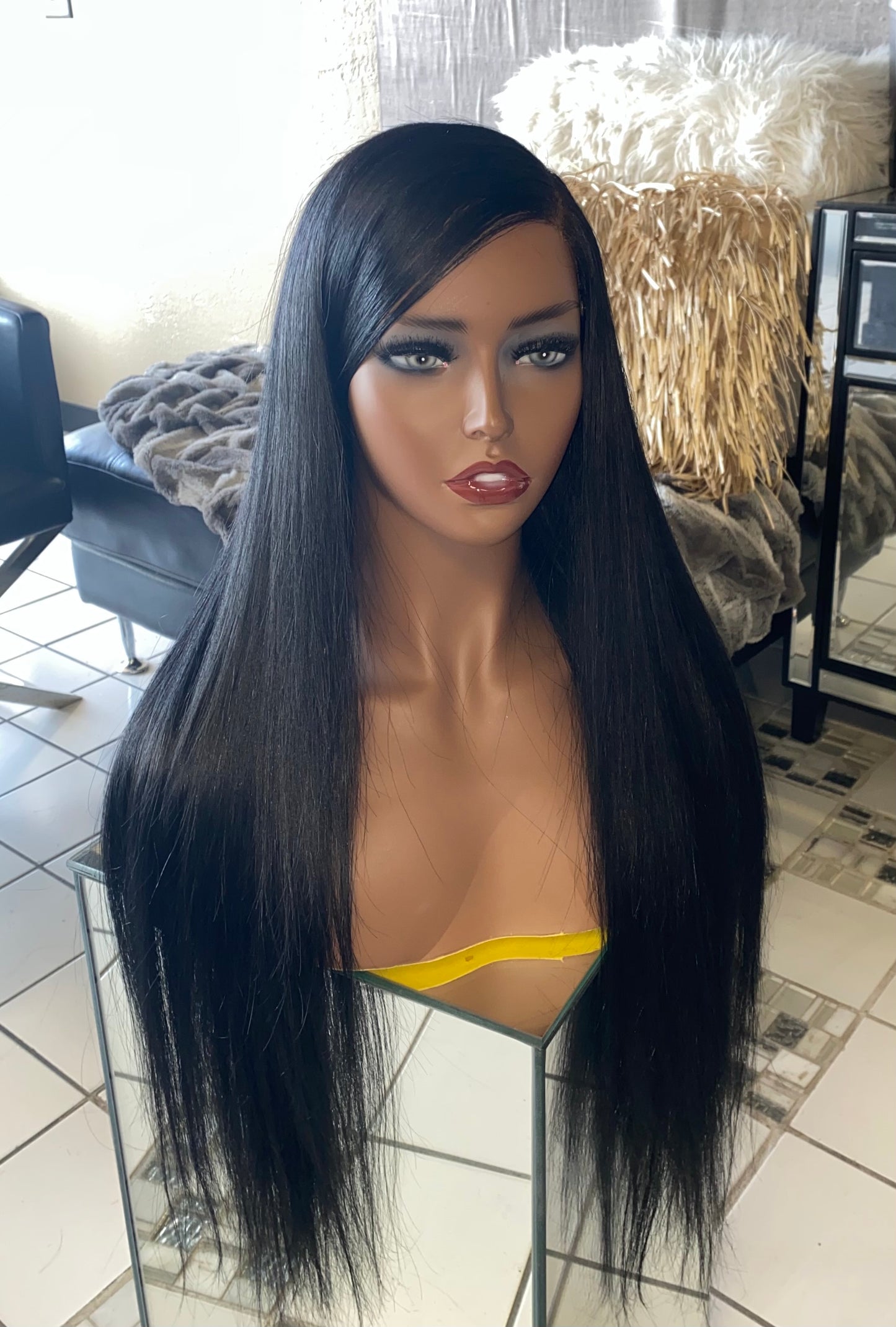Glueless 6x6 Raw Indian Straight lace closure wig